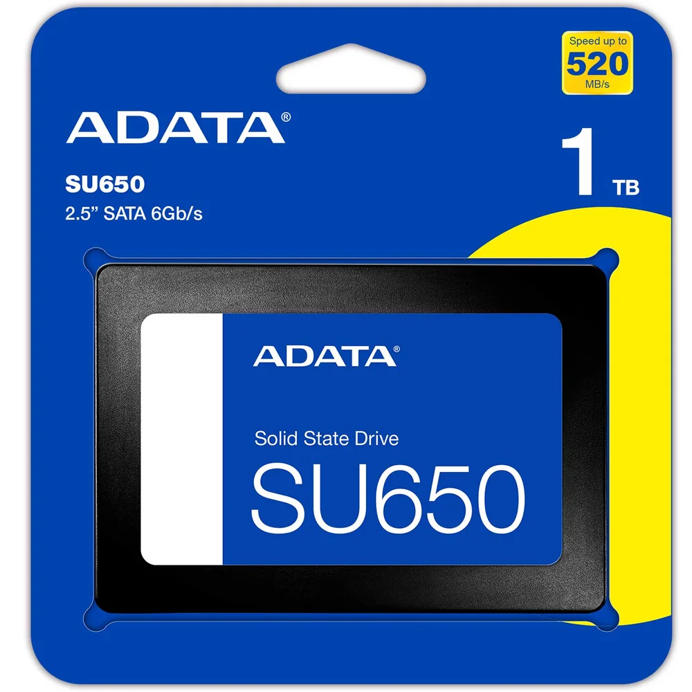 Imagem 4 de 5 do produto SSD Adata Ultimate Su650 1TB, Sata Iii 6gb/s, 2,5", Leitura Até 520mb/s, Gravação Até 450mb/s - Asu650ss-1tt-r
