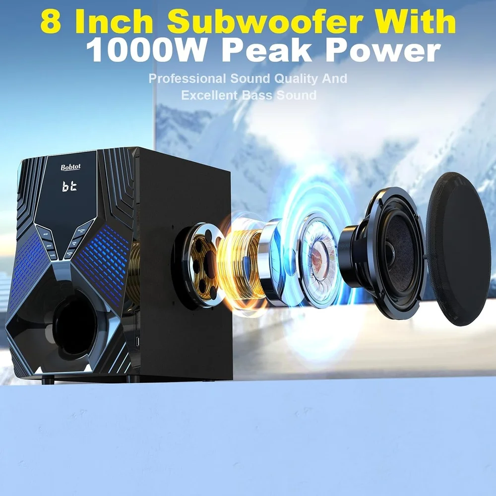Imagem 3 de 5 do produto Home Theater Bobtot B79 1000W 5.1 Subwoofer 8 HDMI 110V