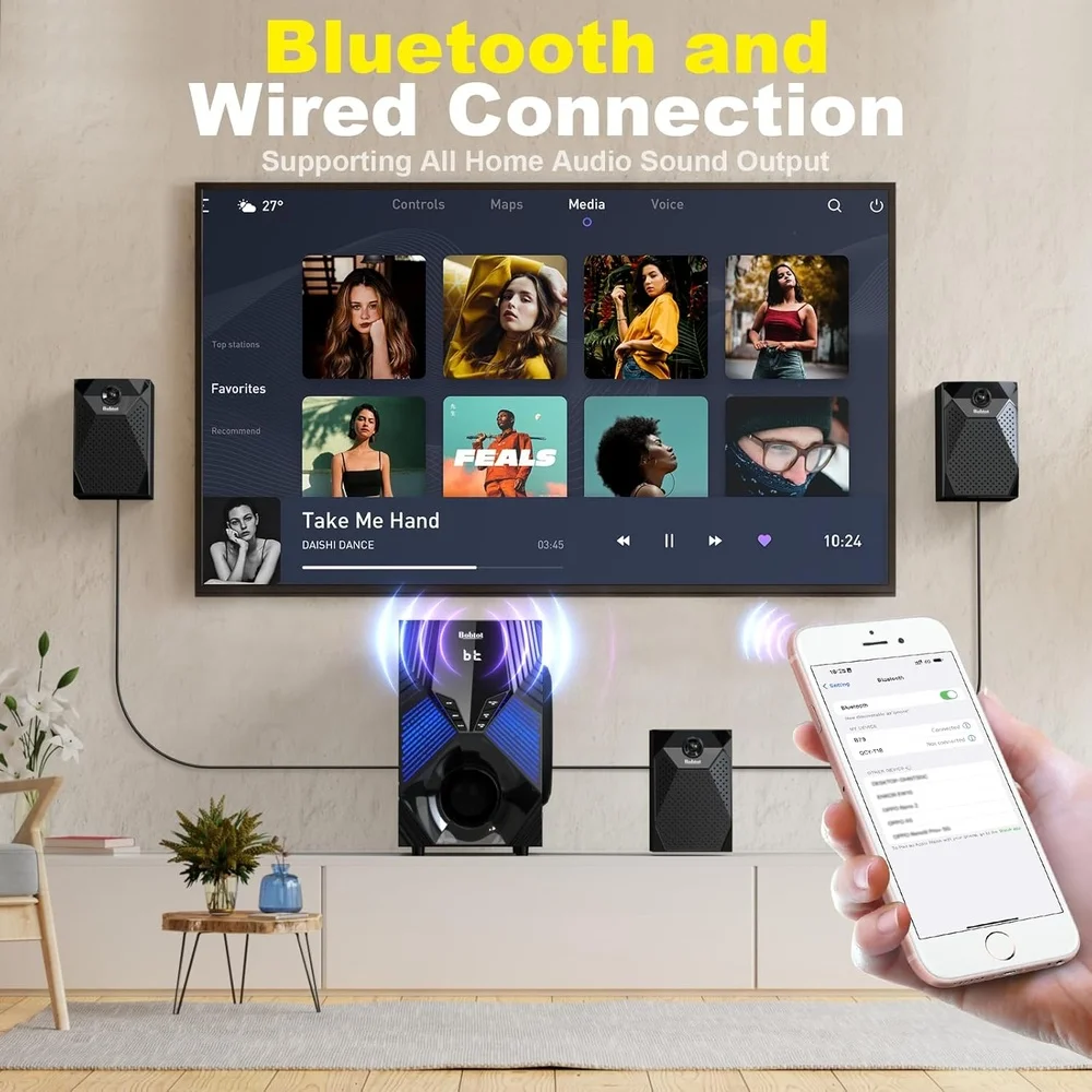 Imagem 5 de 5 do produto Home Theater Bobtot B79 1000W 5.1 Subwoofer 8 HDMI 110V