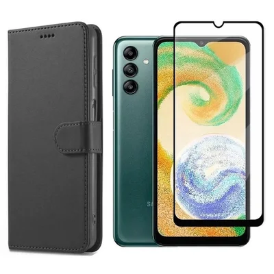 Capa Carteira Com Flip + Película De Vidro 3d Samsung Galaxy A14 5g