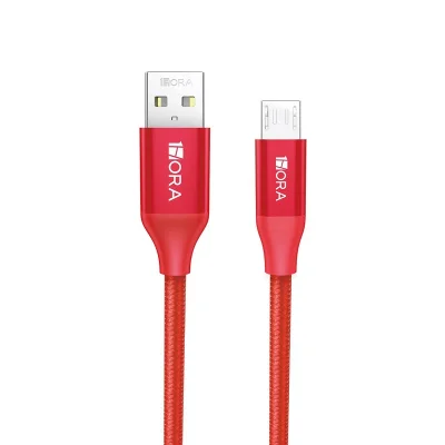 Cabo Micro Usb P/usb A 1hora 2.4a Macho 1metro Vermelho