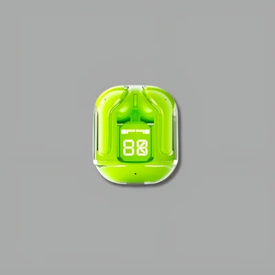 Fone Bluetooth Case Transparente Visor Digital Lcd Tws Cor:verde