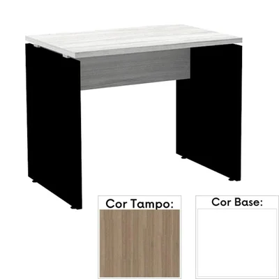 Mesa Escritório Pe25 Noce Naturalle Base Branca