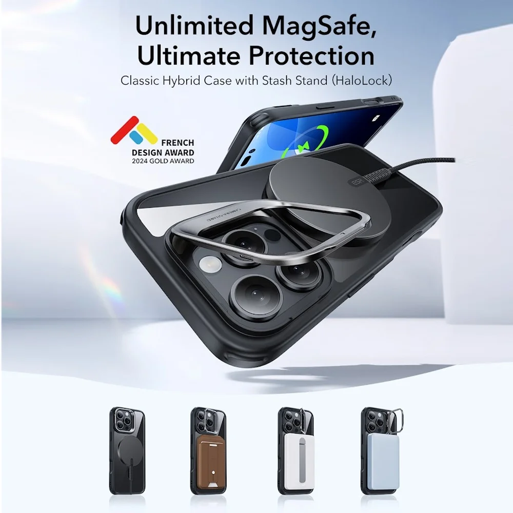 Imagem 3 de 5 do produto Capa Iphone 16 Pro Esr Com Suporte Stash Preto Clear