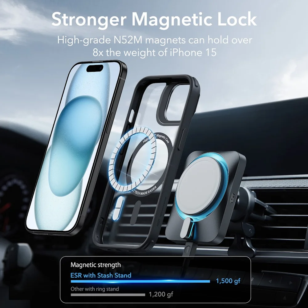 Imagem 5 de 5 do produto Capa Esr Classic Com Suporte Iphone 15 Plus Preto Clear