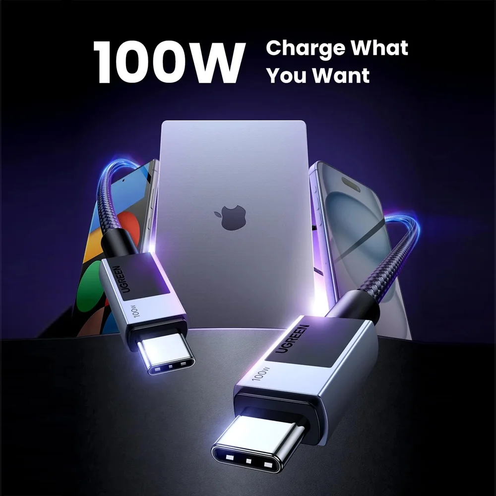 Imagem 2 de 5 do produto Cabo Usb C Ugreen Macho/macho Máx. 100w 1metro Preto
