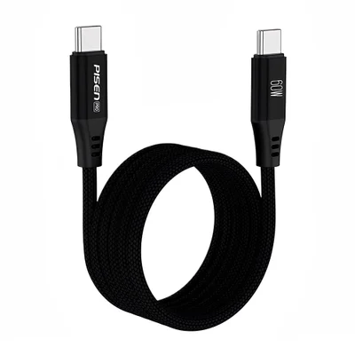Cabo Usb C Para Usb C Pisen Macho Máx. 60w 1metro Preto