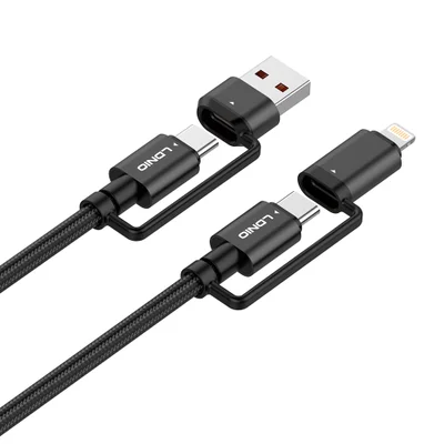 Cabo Ldnio 4 Em 1 Usb-c + Usb-a P/ Lightning Tipo C 1.2m