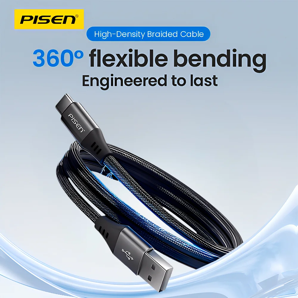 Imagem 3 de 5 do produto Cabo Usb-a Para Usb C Pisen Macho Máx 15w 1metro Preto