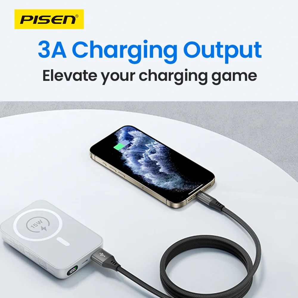 Imagem 5 de 5 do produto Cabo Usb-a Para Usb C Pisen Macho Máx 15w 1metro Preto