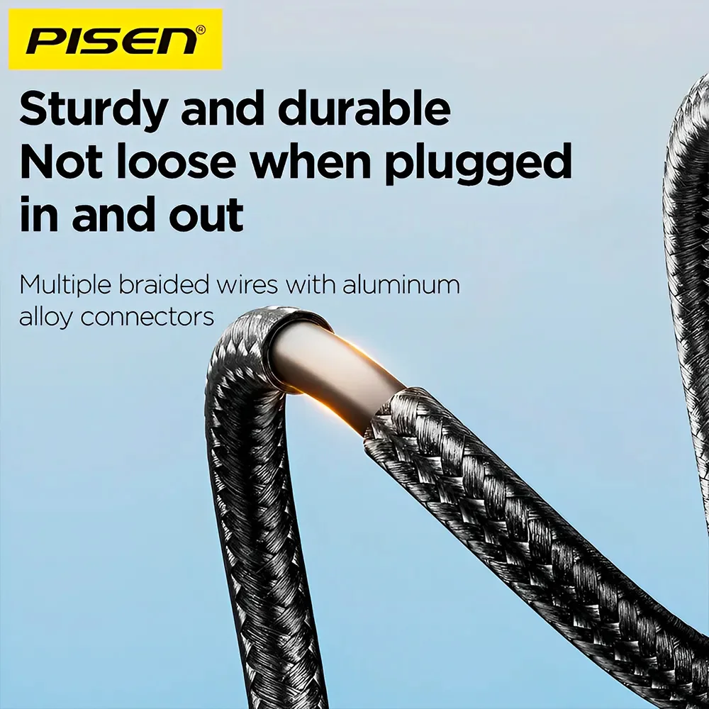 Imagem 5 de 5 do produto Cabo Usb A Pisen 3 Em 1 Para Lightning/usb-c/micro 1.2m