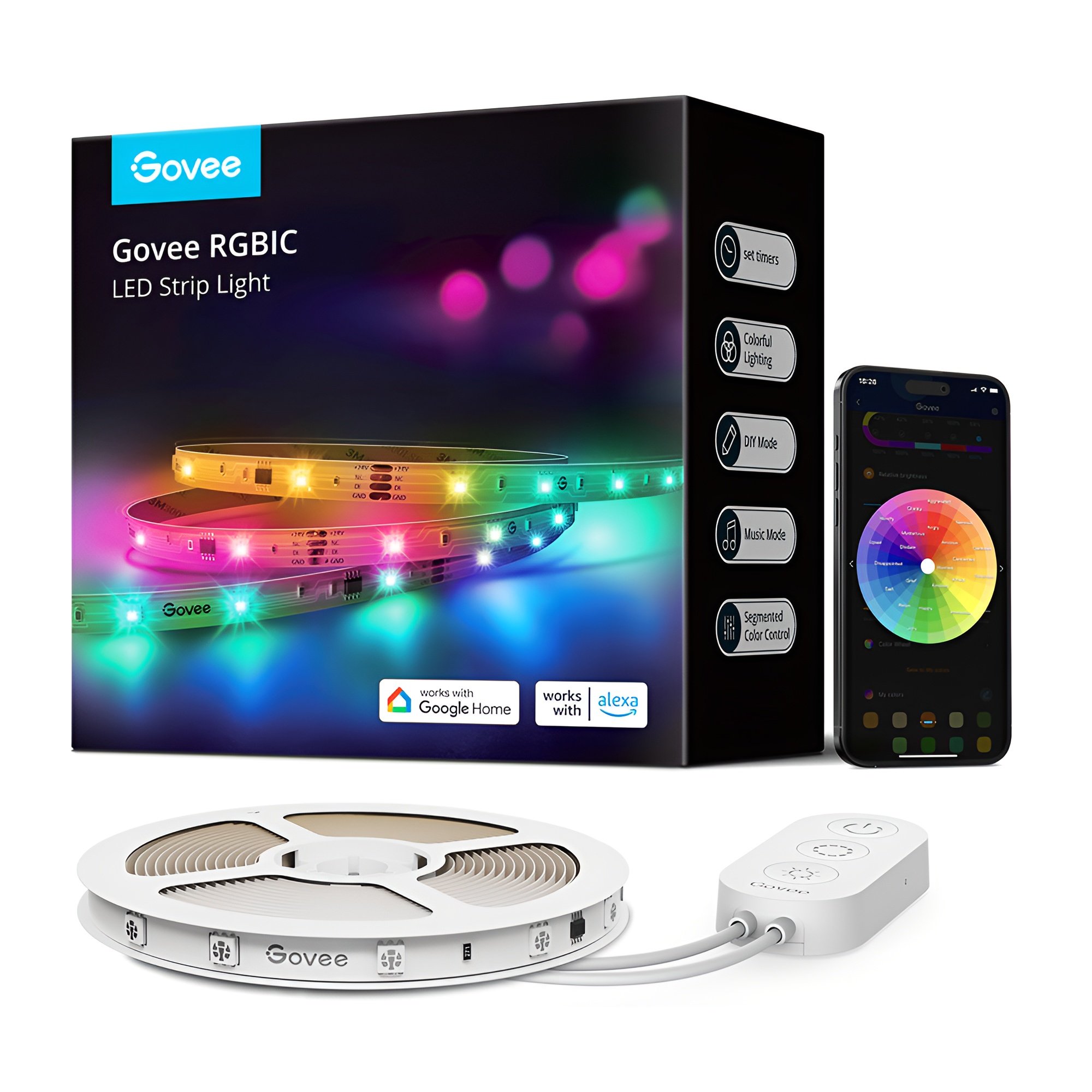 Fita de LED Govee RGBIC Basic Wi-Fi Bluetooth 10M Alexa 220V