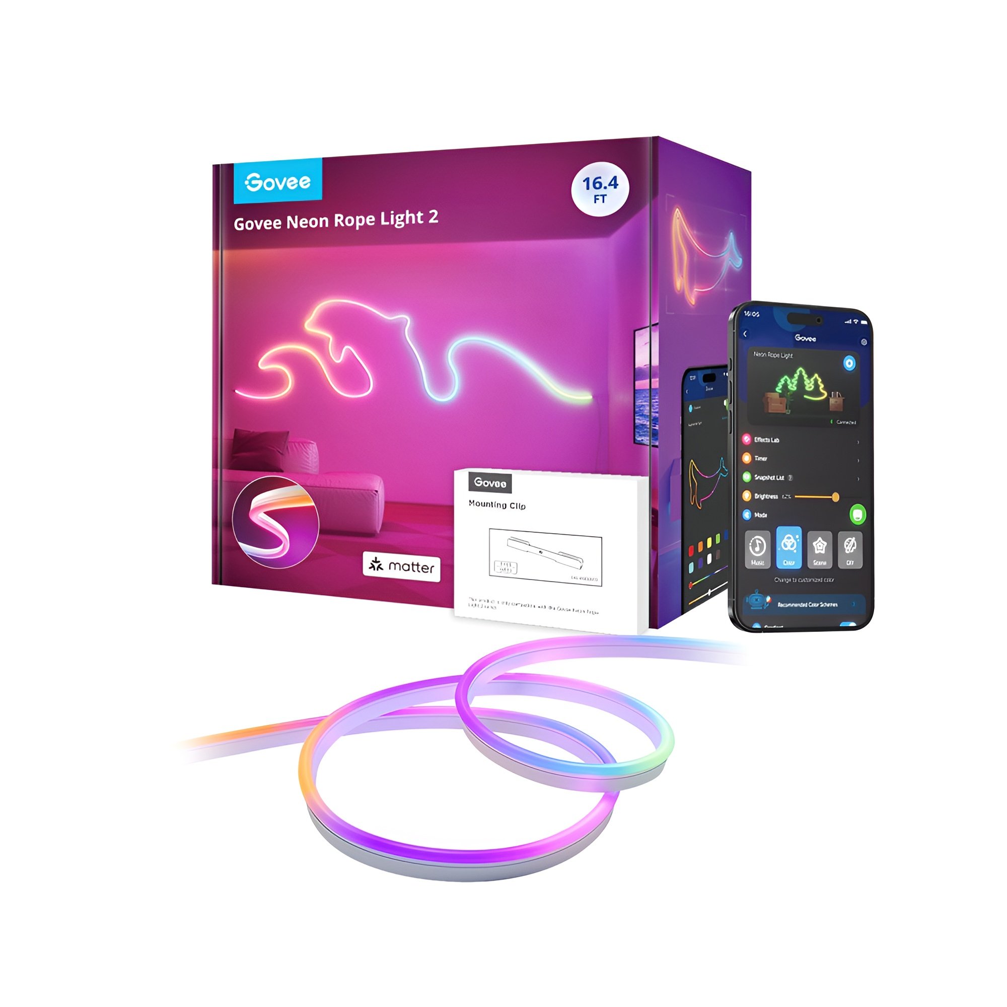 Govee Fita Neon RGBic 5m Rope Light 2 Wi-fi Alexa App