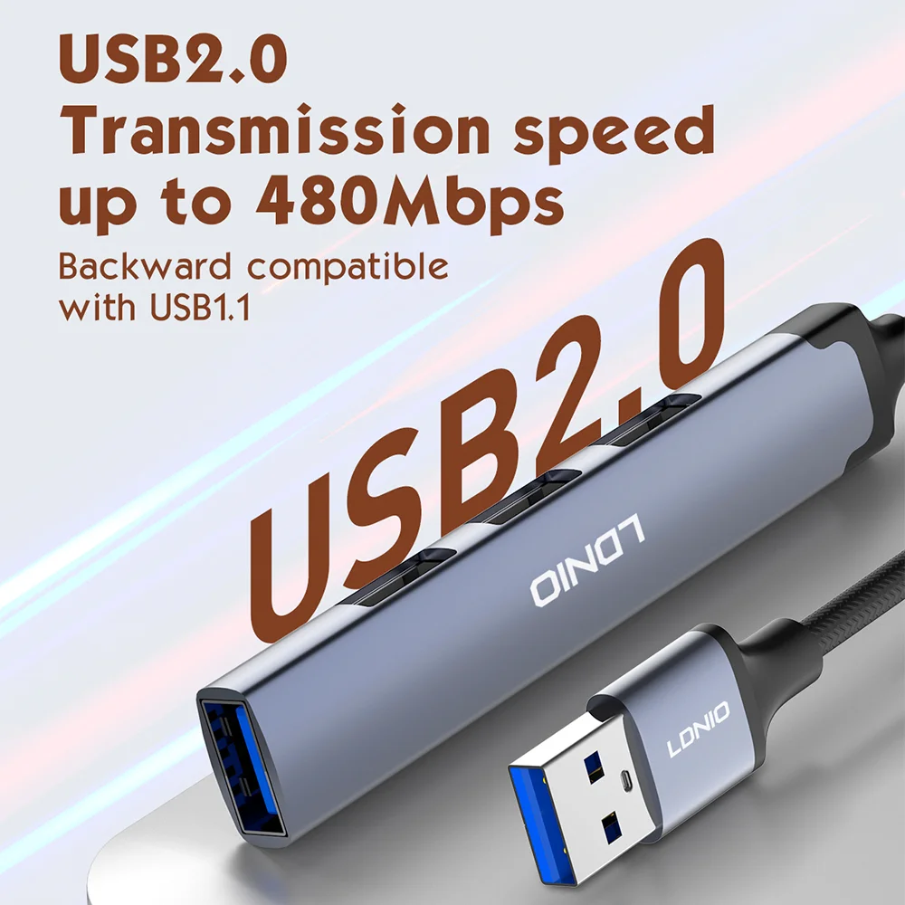Imagem 3 de 5 do produto Hub Adaptador Usb A Ldnio Ds-44u 4 Em 1 Portas 3.0 E 2.0