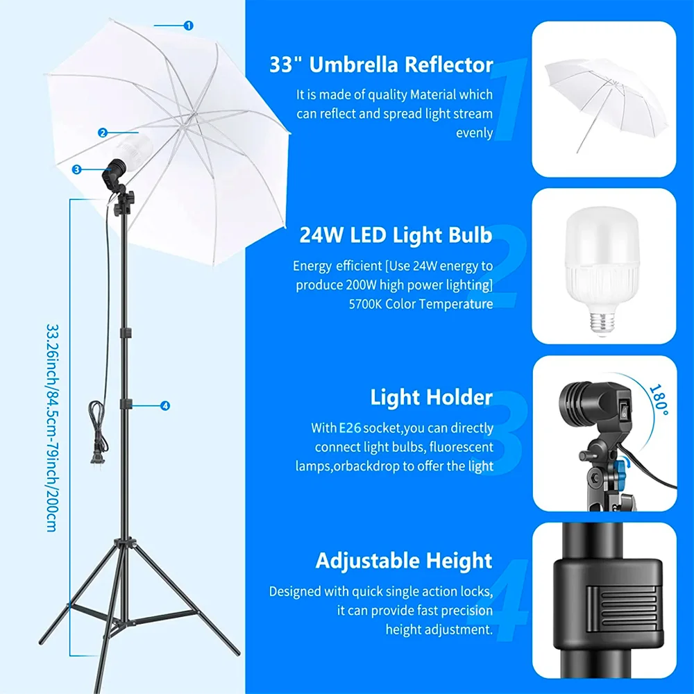 Imagem 3 de 5 do produto Kit De Iluminação Neewer Para Estúdio Foto Vídeo Preto