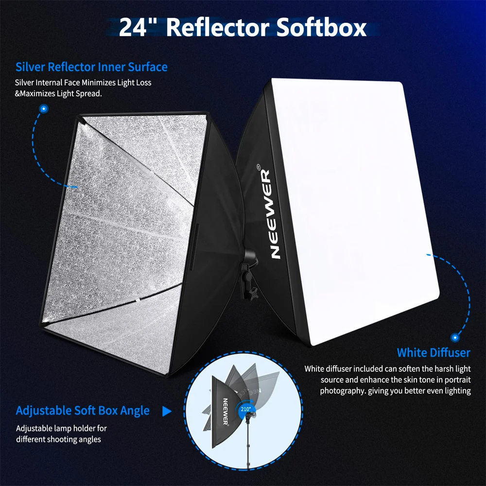 Imagem 5 de 5 do produto Kit De Iluminação Neewer Para Estúdio Foto Vídeo Preto