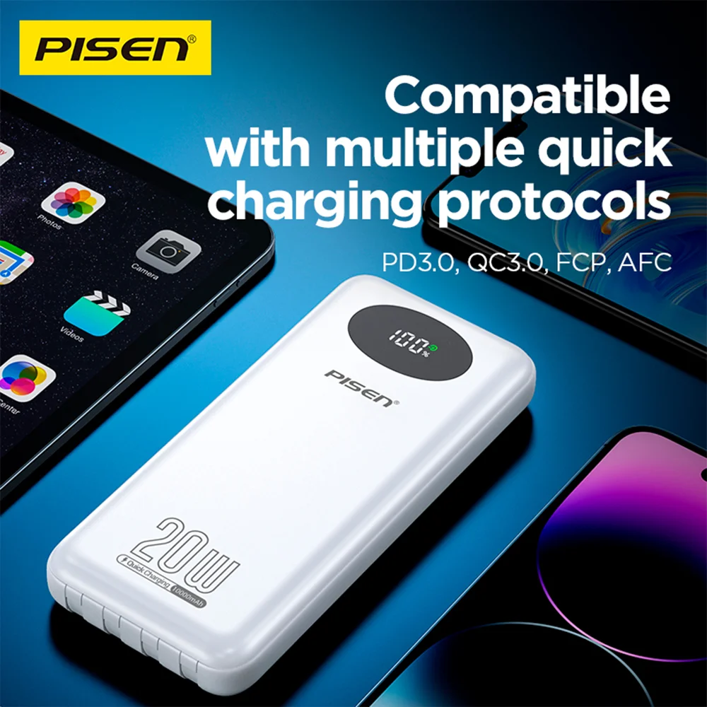 Imagem 4 de 5 do produto Power Bank Bateria Portátil Pisen 4in1 10000mah Branca