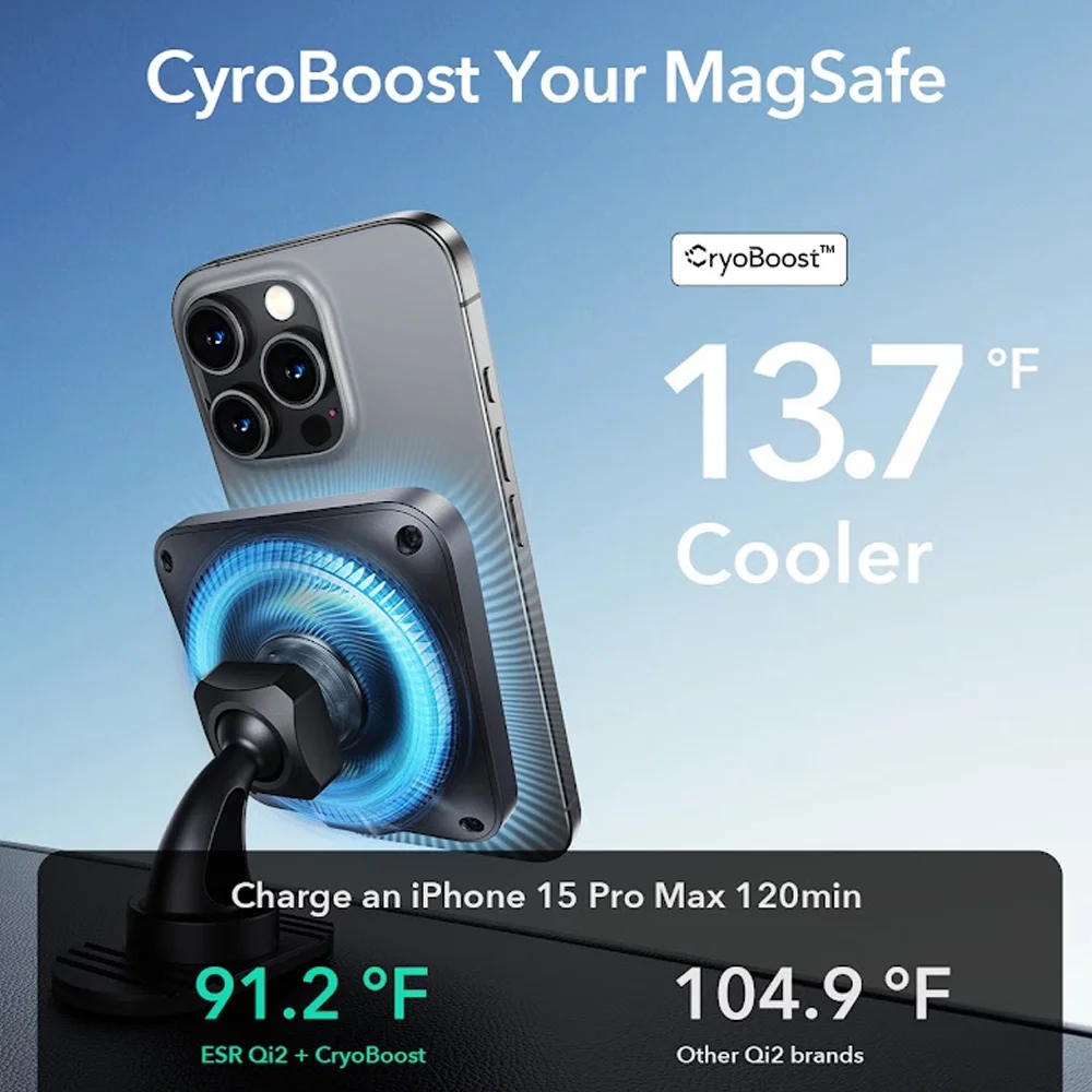 Imagem 2 de 5 do produto Carregador Wireless Qi2 Esr P/veículos Com Cryoboost Preto