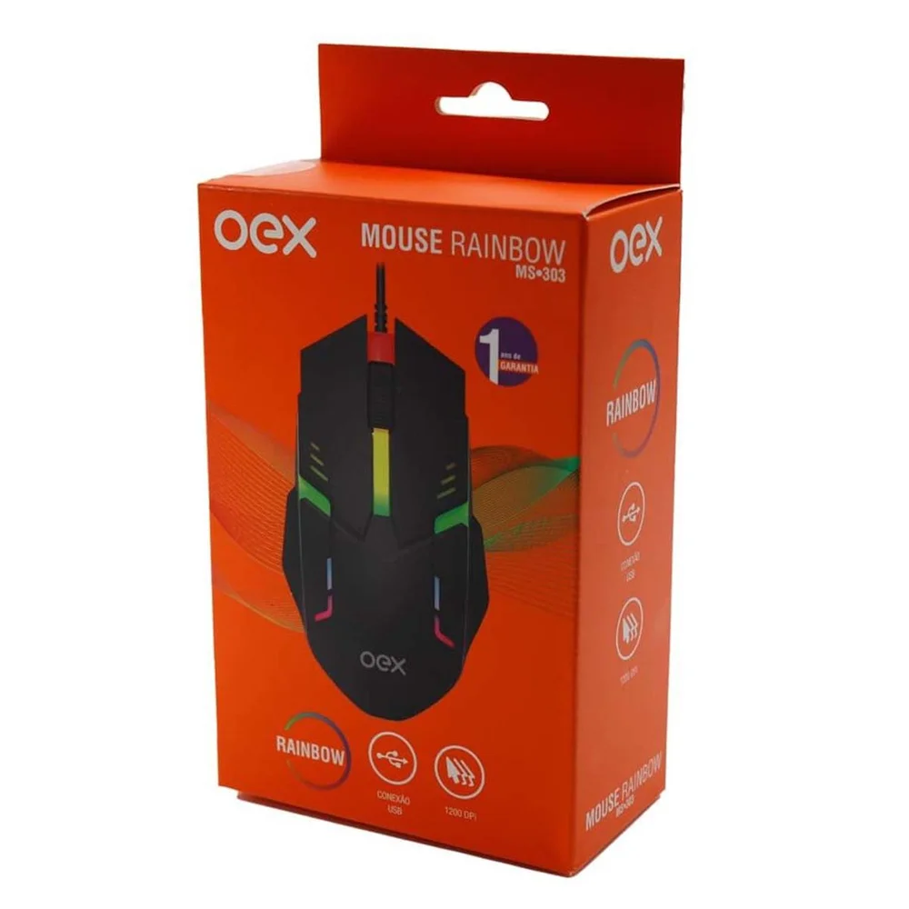 Imagem 2 de 3 do produto Mouse Gamer Oex Usb Rainbow Ms303 - 50.0094