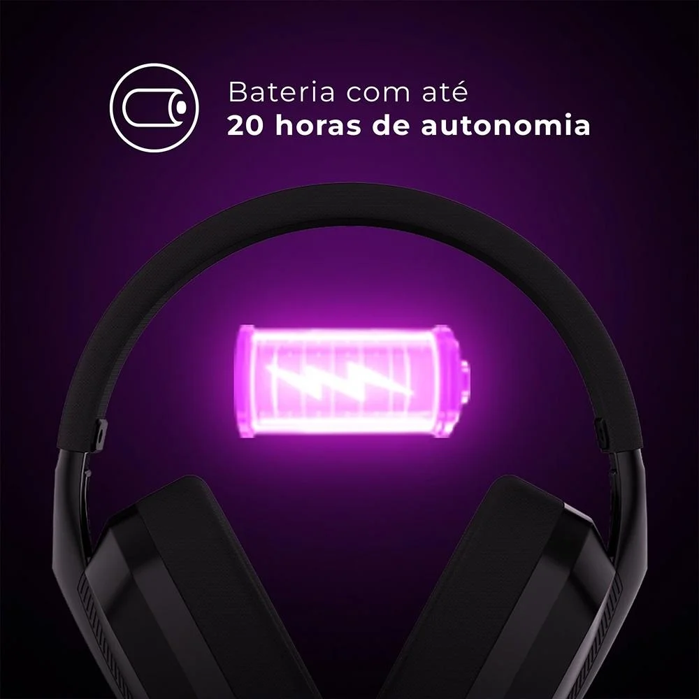 Imagem 5 de 5 do produto Fone Headset Gamer Sem Fio Warrior Balder Preto, Tri Mode, Bluetooth, P3, Ph704
