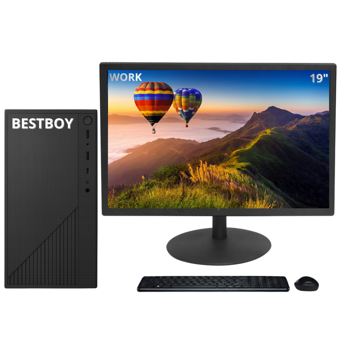Computador Office Bestboy Intel Core i5 2º 16gb Ram SSD 512gb 230w Kit Teclado Mouse Monitor 19 Preto