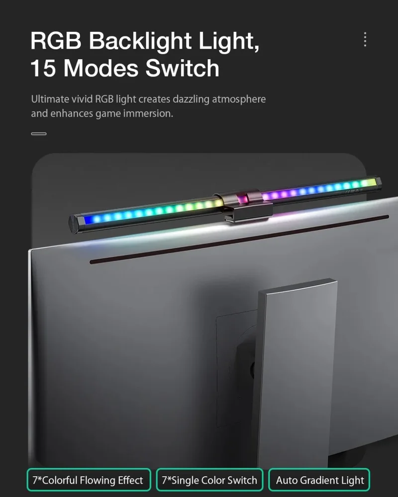 Imagem 5 de 5 do produto Luminária De Monitor LED Touch RGB Gamer Desktop Luz Tela PC Cyl-6909