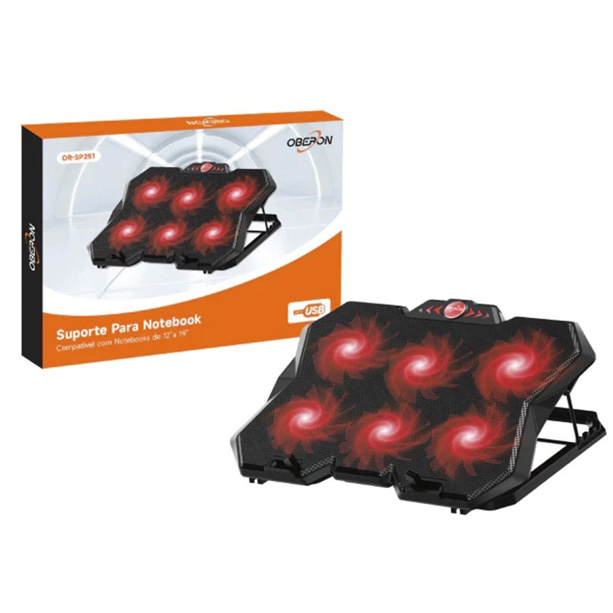 Suporte Para Notebook Base Inclinavel 6 Coolers Fans Com LED