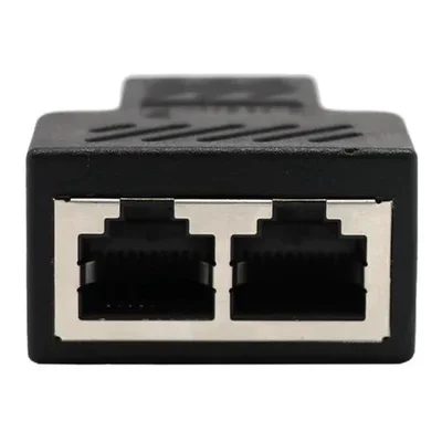 Duplicador Conector Extensor Rj45 1x2 Splitter Plug T Preto