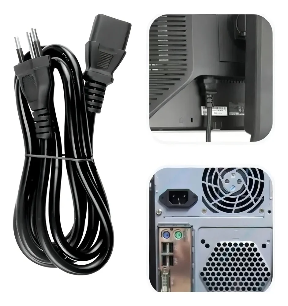 Imagem 3 de 4 do produto Cabo De Força Para Cpu Ou Caixa Som