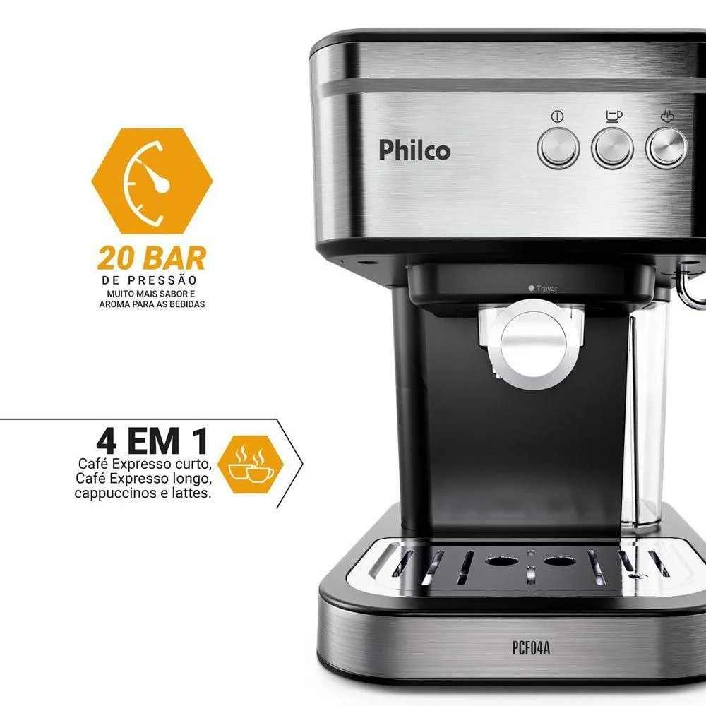 Imagem 2 de 5 do produto Cafeteira Expresso Philco 1,2l 20 Bar 950w PCf04a 110v