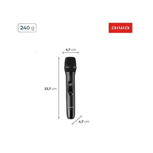 Imagem 3 de 5 do produto Microfone Aiwa Duplo Wireless C/ Bateria Aws-mic-01 Bivolt