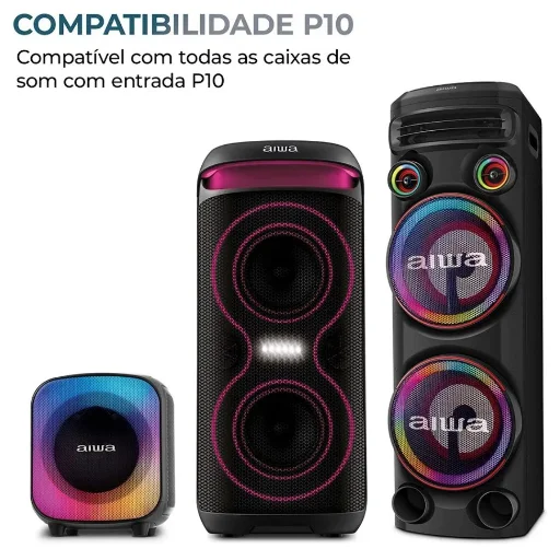 Imagem 5 de 5 do produto Microfone Aiwa Duplo Wireless C/ Bateria Aws-mic-01 Bivolt