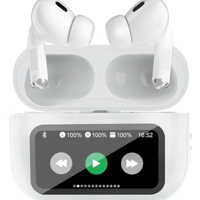 Fone De Ouvido Bluetooth Tela Lcd Touch Screen Cancelamento Branco