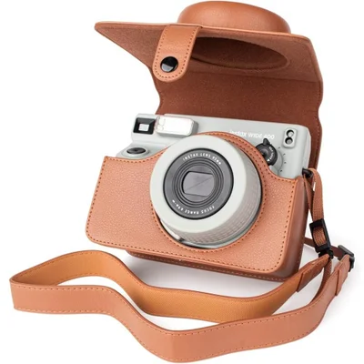 Bolsa Case de Couro Sintético para Câmera Instax Wide 400 – Estojo Proteção Elegante e Compacto, Acessório Ideal para Armazenamento Seguro