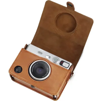 Bolsa Case de Couro Sintético para Câmera Instax Wide Evo – Estojo Proteção Elegante e Compacto, Acessório Ideal para Armazenamento Seguro