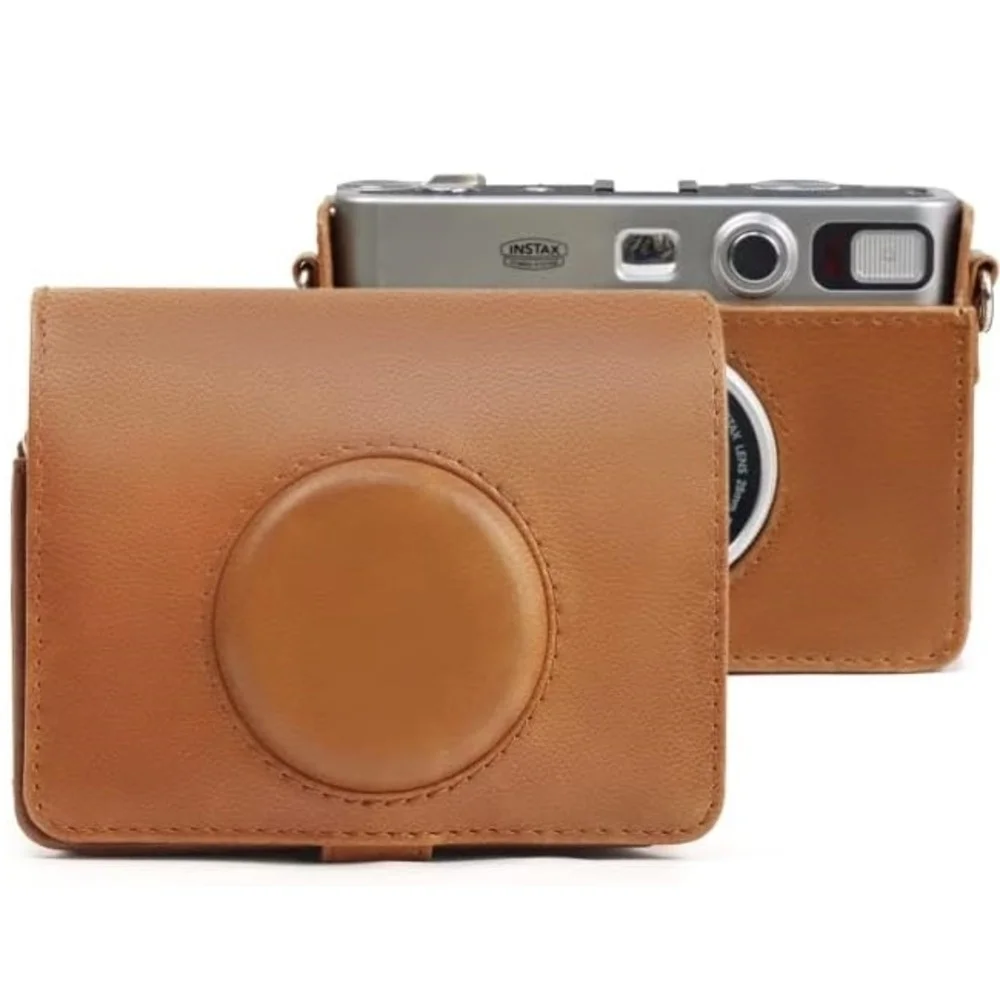 Bolsa Case de Couro Sintético para Câmera Instax Wide Evo – Estojo Proteção Elegante e Compacto, Acessório Ideal para Armazenamento Seguro