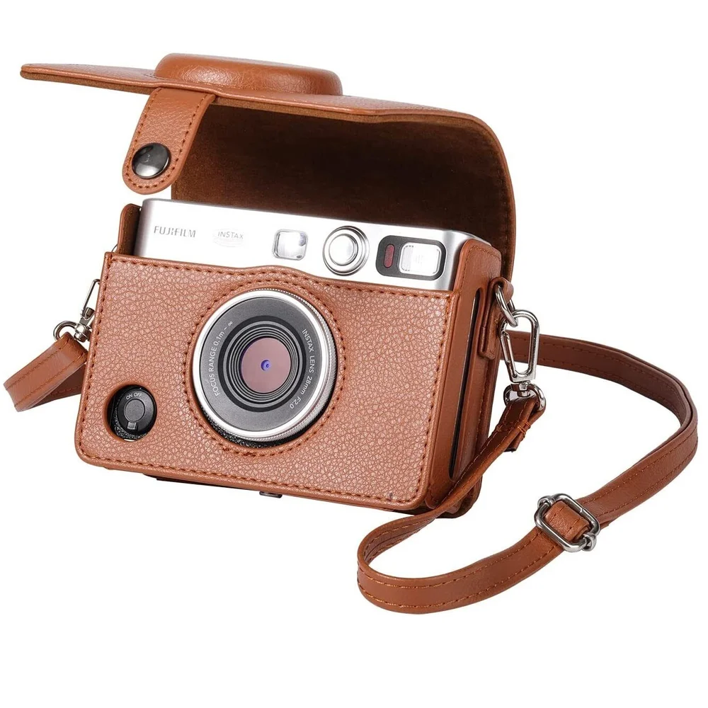 Bolsa Case de Couro Sintético para Câmera Instax Wide Evo – Estojo Proteção Elegante e Compacto, Acessório Ideal para Armazenamento Seguro