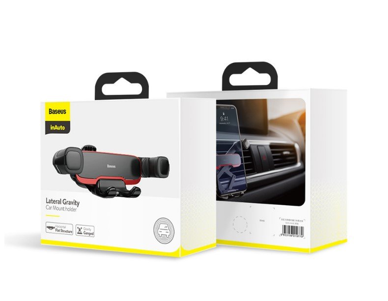 Suporte Veicular Ar Condicionado Mini Telefone Celular Carro Gravity Lateral Automático Baseus - Preto