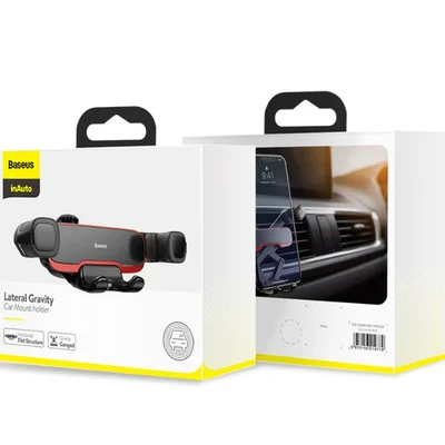 Suporte Veicular Ar Condicionado Mini Telefone Celular Carro Gravity Lateral Automático Baseus - Preto