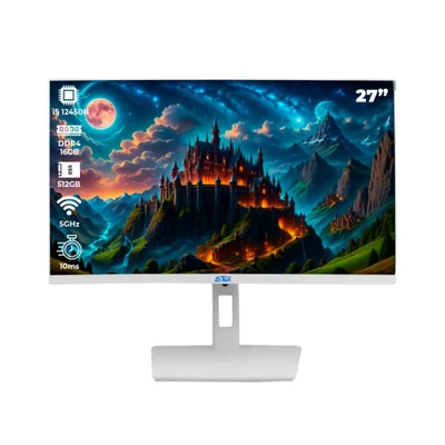 Computador All In One 27 ", Intel Core i5-12450h, 16gb Ddr4, SSD 512gb, Tela 27" Ips Full Hd, Wi-fi, Função Vertical