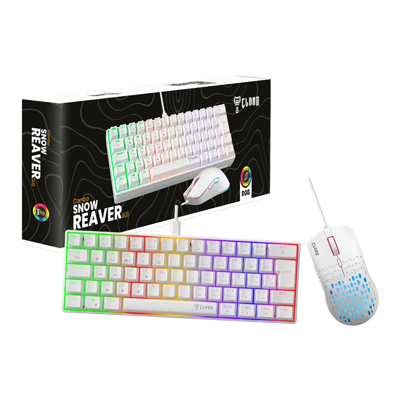 Imagem 2 de 5 do produto Kit Gamer Clanm Snow Reaver Duo Mouse - Teclado