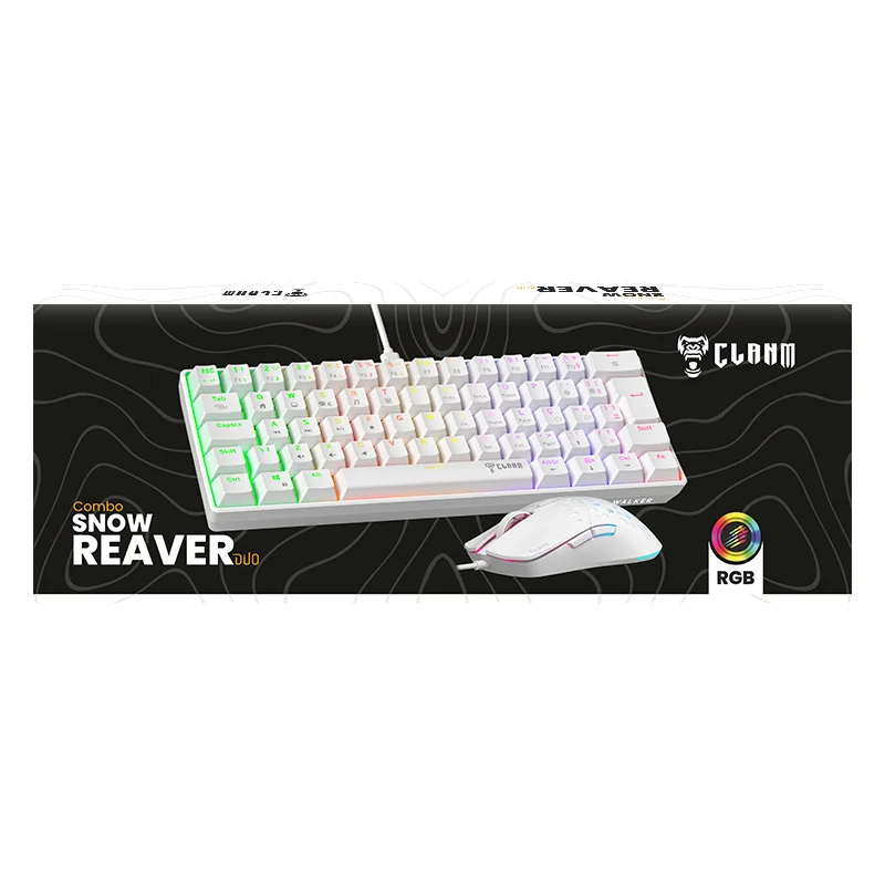 Imagem 5 de 5 do produto Kit Gamer Clanm Snow Reaver Duo Mouse - Teclado
