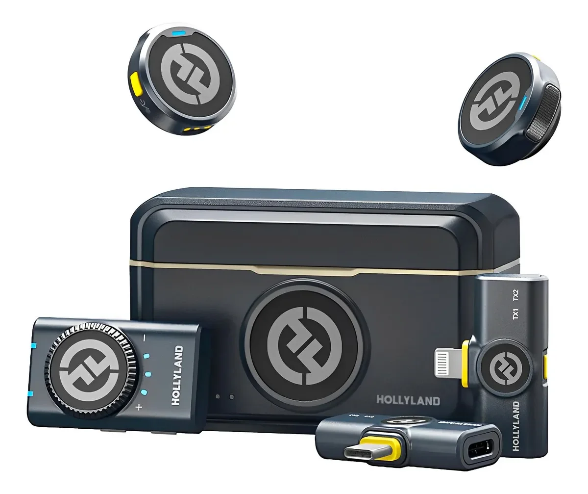 Sistema Microfone Lapela Lark M2 Kit Hollyland Sem Fio Preto