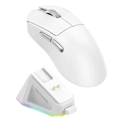 Mouse Gamer Sem Fio Bluetooth Paw3311 24000 Dpi Fire Phoenix Bk-r3x Pro Branco