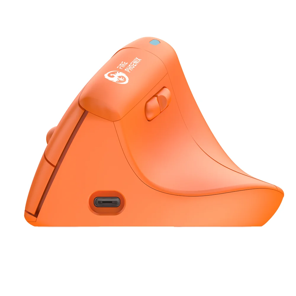 Imagem 3 de 5 do produto Mouse Bluetooth Sem Fio Wireless Vertical Ergonomico 2.4ghz Recarregavel Fire Phoenix D-m4 Laranja
