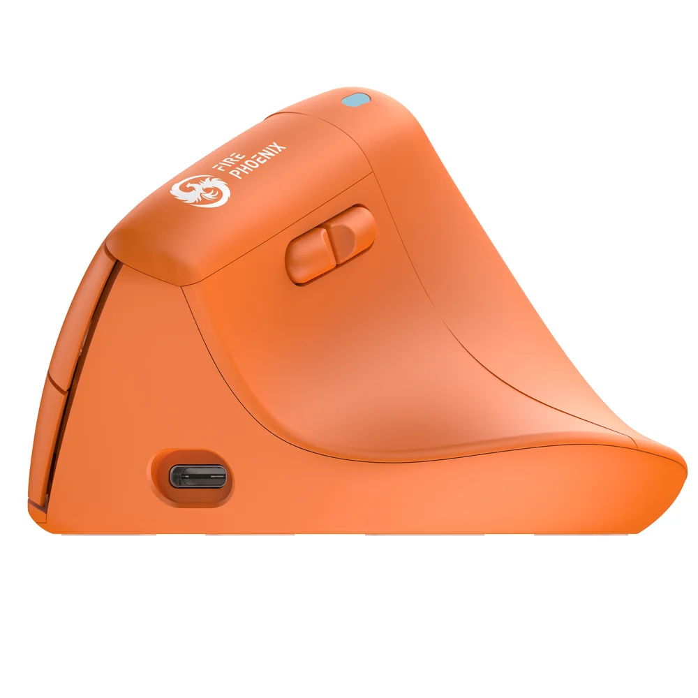 Imagem 5 de 5 do produto Mouse Bluetooth Sem Fio Wireless Vertical Ergonomico 2.4ghz Recarregavel Fire Phoenix D-m4 Laranja