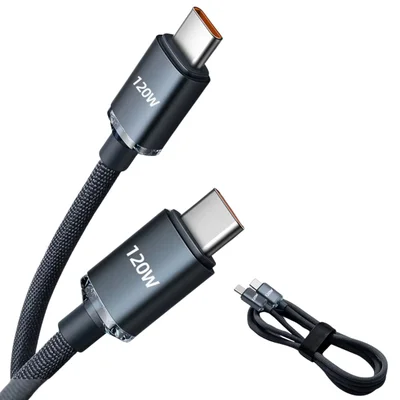 Cabo Carregador Usb-c X Usb-c 120w 25cm Para Ios E Android