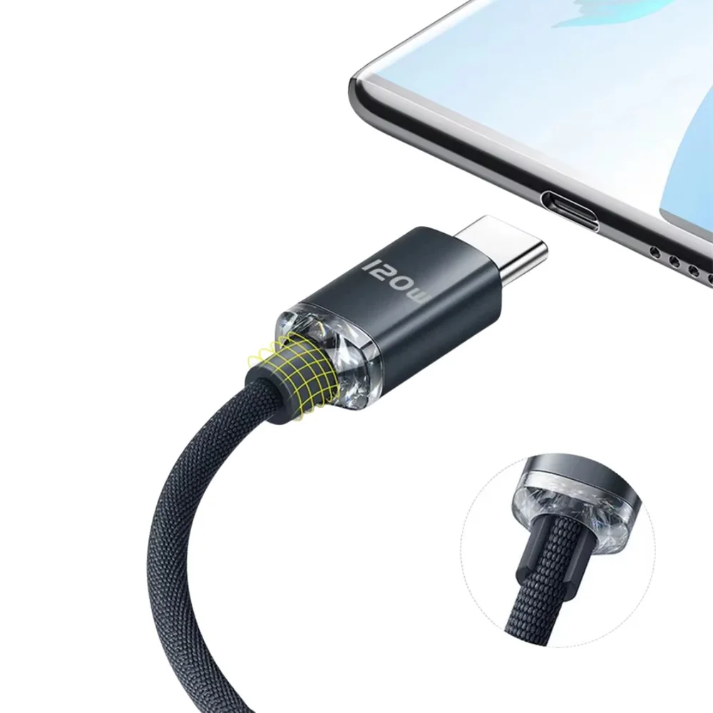 Imagem 3 de 5 do produto Cabo Carregador Usb-c X Usb-c 120w 25cm Para Ios E Android