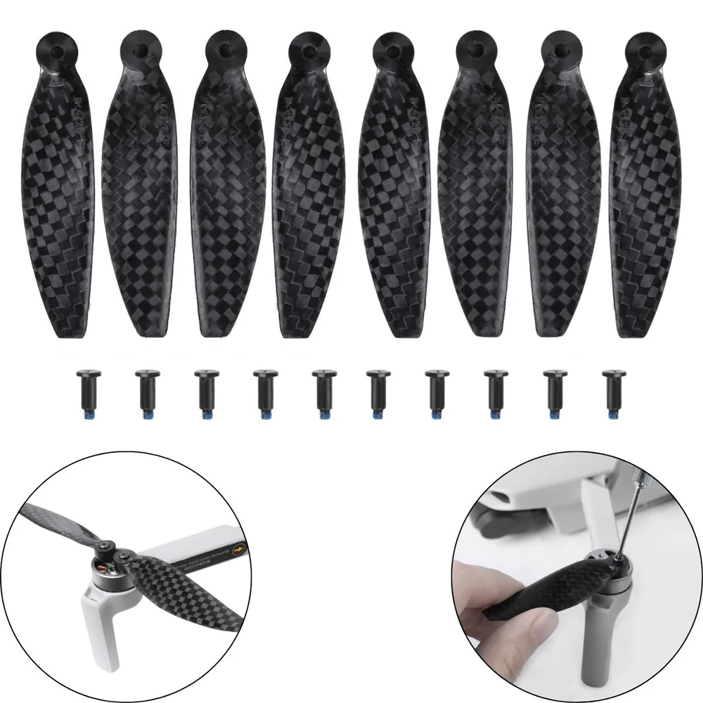 8 Hélices Fibra De Carbono Para Drones Dji Mini 2, 4k E Se