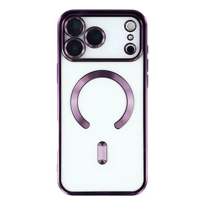 Capa Magnética Compatível com Magsafe para o iPhone 17 Pro Max - Proteção Completa nas Lentes das Câmeras e Carregamento por Aproximação Cor: Vinho